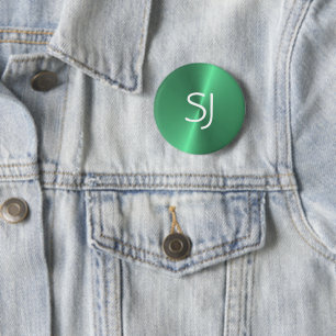 Badge Rond 5 Cm Monogramme métallique vert brillant