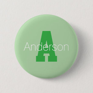 Badge Rond 5 Cm Monogramme Moderne Gras   Vert Pâle et Kelly