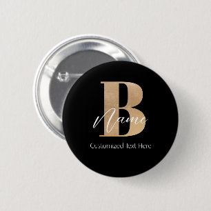 Badge Rond 5 Cm Monogramme moderne Initiale B & Nom Personnalisé