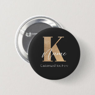Badge Rond 5 Cm Monogramme moderne Initiale K & Nom Personnalisé