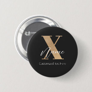 Badge Rond 5 Cm Monogramme Moderne Initiale X & Nom Personnalisé