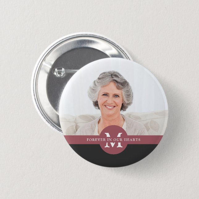 Badge Rond 5 Cm Monogramme Monogramme Photo Memorial (Devant & derrière)