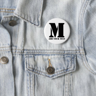 Badge Rond 5 Cm Monogramme personnalisé Texte moderne personnalisé