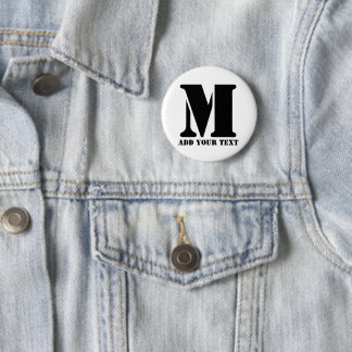 Badge Rond 5 Cm Monogramme personnalisé Texte moderne personnalisé