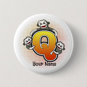 Badge Rond 5 Cm Monogramme Q Sock Monkey