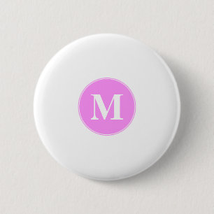 Badge Rond 5 Cm Monogramme rose