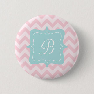 Badge Rond 5 Cm Monogramme rose de zigzag