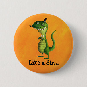 Badge Rond 5 Cm Monsieur T-rex avec des moustaches