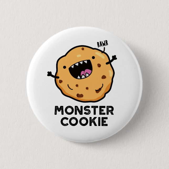 Badge Rond 5 Cm Monster Cookie Funky Food Pun (Devant)