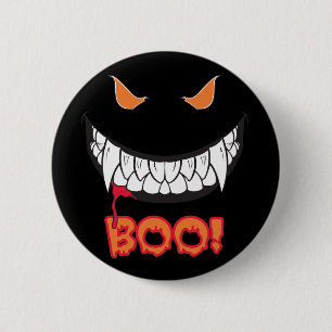 Badge Rond 5 Cm Monster Grin Boo ! Bouton rond noir pour hommes