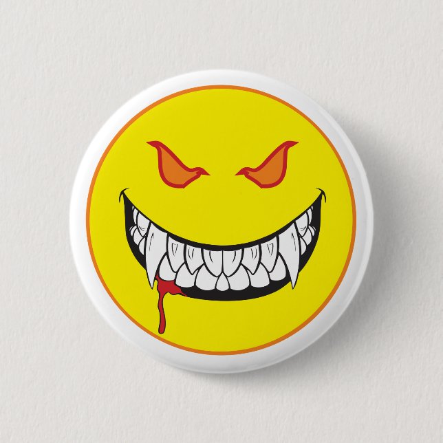 Badge Rond 5 Cm Monster Grin Happy Face Button (Devant)