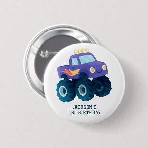 Badge Rond 5 Cm Monster Truck Smash et Crash Anniversaire