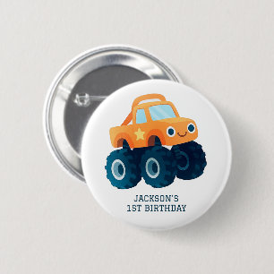 Badge Rond 5 Cm Monster Truck Smash et Crash Anniversaire