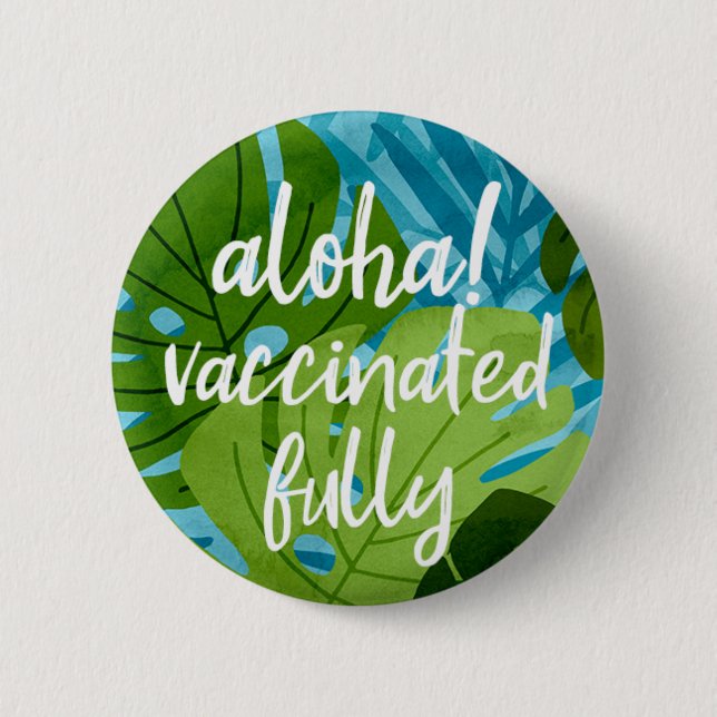 Badge Rond 5 Cm Monstère Hawaïenne Spirit Island Vacciné Turquoise (Devant)
