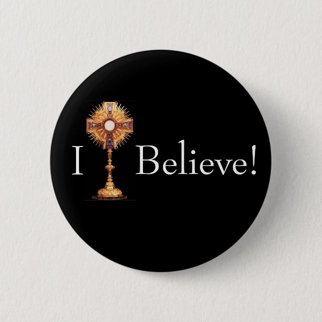 Badge Rond 5 Cm Monstrance, je crois le bouton (Devant)
