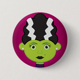 Badge Rond 5 Cm Monstre de fille verte