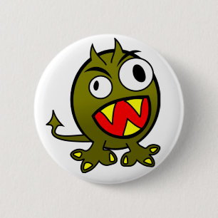 Badge Rond 5 Cm Monstre vert fâché