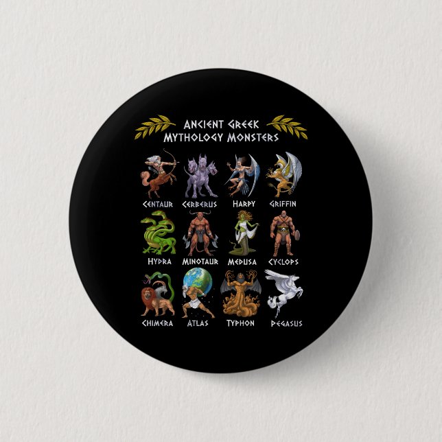 Badge Rond 5 Cm Monstres de mythologie grecque antique (Devant)