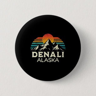 Badge Rond 5 Cm Mont Denali Alaska Randonnée Aventure Climatique N