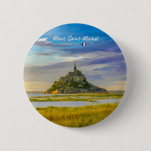 Badge Rond 5 Cm Mont-Saint-Michel, France - Abbaye médiévale