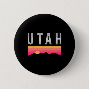 Badge Rond 5 Cm Montagnes de coucher de soleil de l'Utah Ski alpin