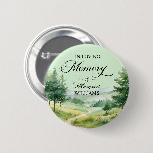 Badge Rond 5 Cm Montagnes et arbres Célébration de la vie funérair