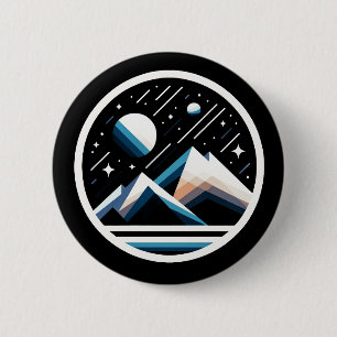Badge Rond 5 Cm Montagnes géométriques de nuit étoilées - Contempo