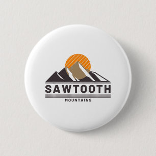 Badge Rond 5 Cm Montagnes Sawtooth Idaho Forêt Randonnée Plein air