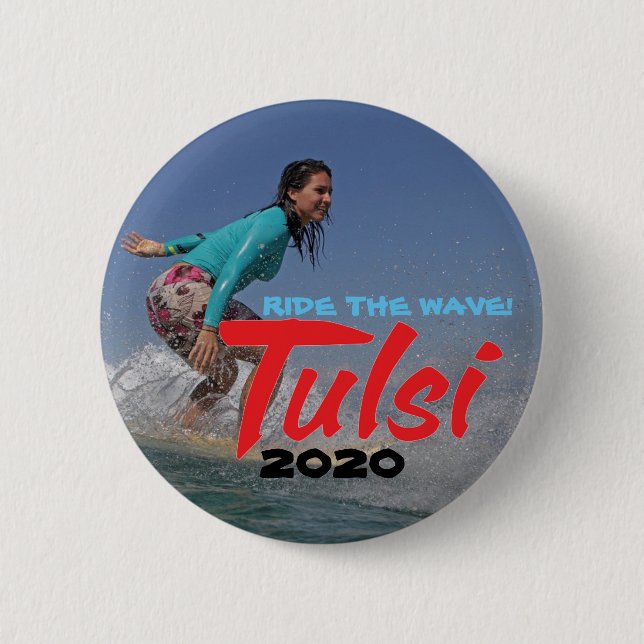 Badge Rond 5 Cm Montez la vague ! Tulsi 2020 (Devant)
