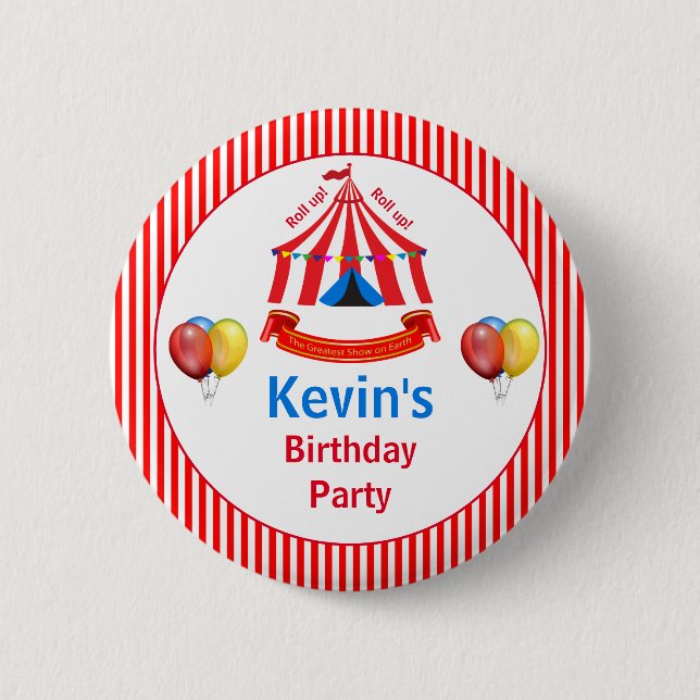 Badge Rond 5 Cm Montez ! Montez ! Fête d'anniversaire du cirque (Devant)