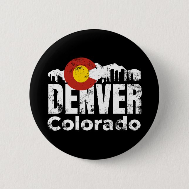 Badge Rond 5 Cm Monts Denver Colorado (Devant)