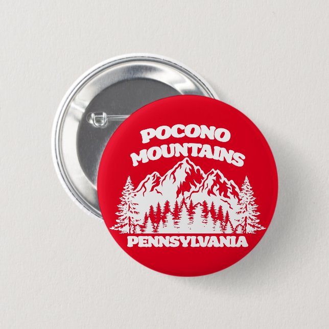 Badge Rond 5 Cm Monts Pocono Pennsylvanie (Devant & derrière)