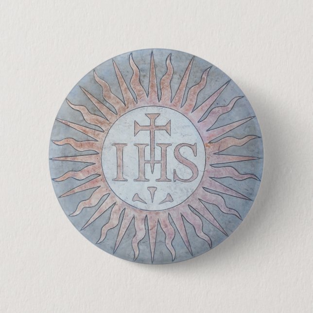 Badge Rond 5 Cm Montserrat Jesuit IHS Christogram Emblem (Devant)
