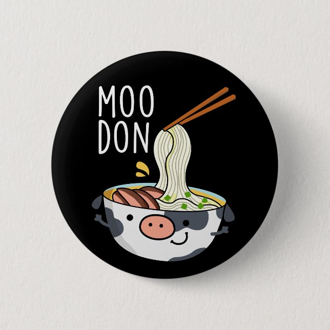 Badge Rond 5 Cm Moo-don Funny Udon Pun Dark BG (Devant)