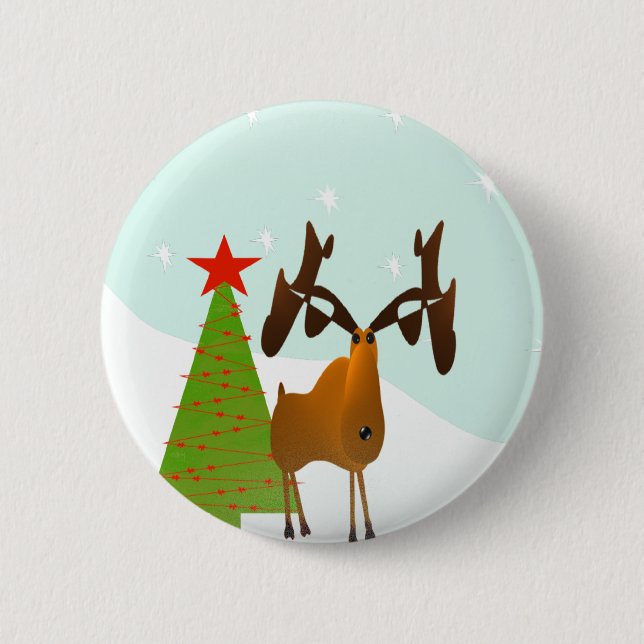 Badge Rond 5 Cm Moose de Noël (Devant)