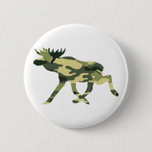 Badge Rond 5 Cm Moose / Elk Woodland Camouflage / Camo