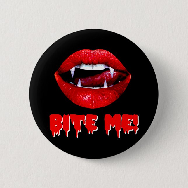 Badge Rond 5 Cm Mordez-moi vampire Halloween (Devant)