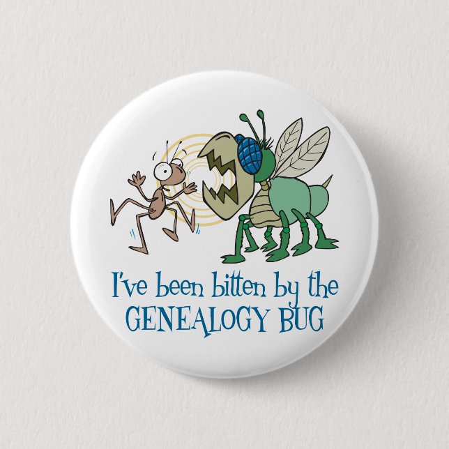 Badge Rond 5 Cm Mordu par l'insecte de généalogie (Devant)