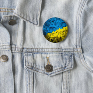 Badge Rond 5 Cm Mosaïque du drapeau ukrainien