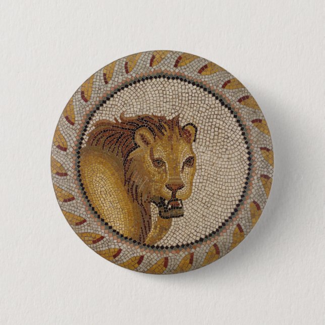 Badge Rond 5 Cm Mosaïque du lion romain (Devant)