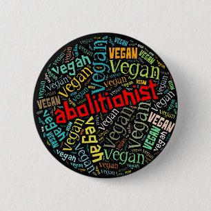 Badge Rond 5 Cm Mosaïque végétalienne de Mot-Nuage de