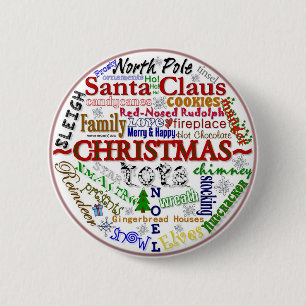 Badge Rond 5 Cm Mot-Art de Noël - Bouton