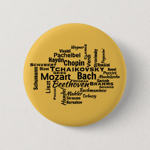 Badge Rond 5 Cm Mot Cloud des compositeurs classiques