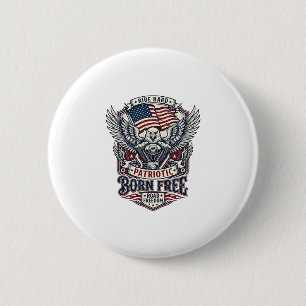 Badge Rond 5 Cm Moteur d'aigle patriotique Biker Route Liberté Pat