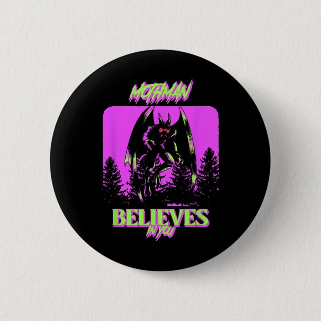 Badge Rond 5 Cm Mothman - Mothman Croit En Vous Costume Hallowee (Devant)