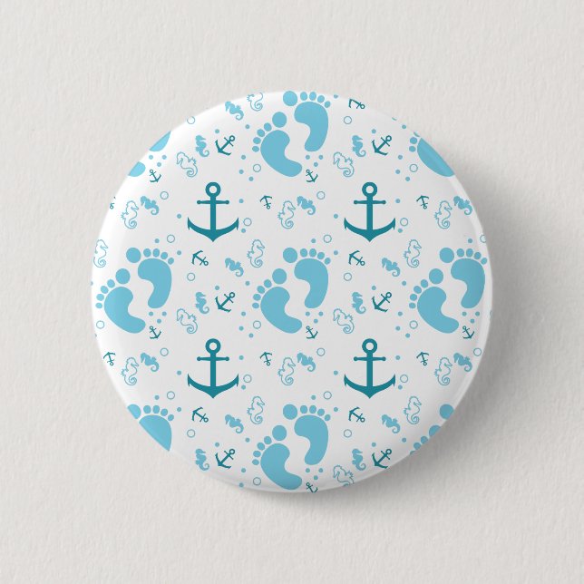 Badge Rond 5 Cm Motif bleu de bébé nautique (Devant)