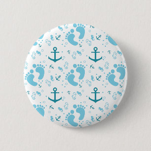 Badge Rond 5 Cm Motif bleu de bébé nautique