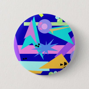 Badge Rond 5 Cm Motif bleu fou d'années '80