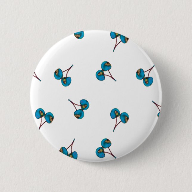 Badge Rond 5 Cm Motif Blue Cherry (Devant)
