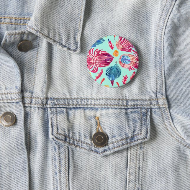 Badge Rond 5 Cm Motif Boho Feathers (En situation)